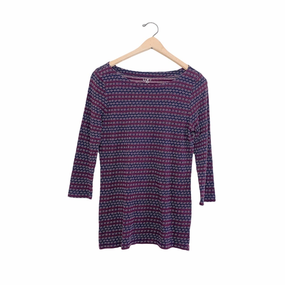 Ann Taylor LOFT‎ Outlet Geometric Stripe Tunic Shirt Small S